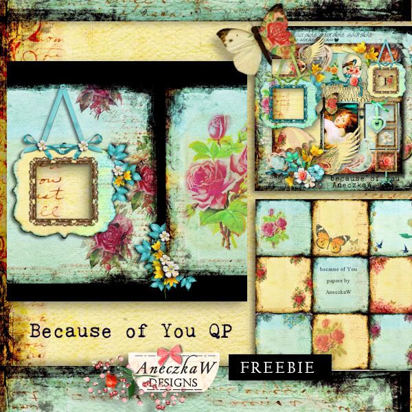 Free scrapbook vintage qp "Becaouse of you" from Aneczkaw designs
