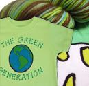 "Save Earth and Recycle" SKB's handdyed wool yarn, SKB's appliqued PF, and BumbleBear's Shirt