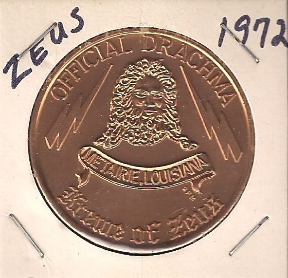 Zeus Doubloon Zeus Parade Doubloon Mardi Gras New Orleans