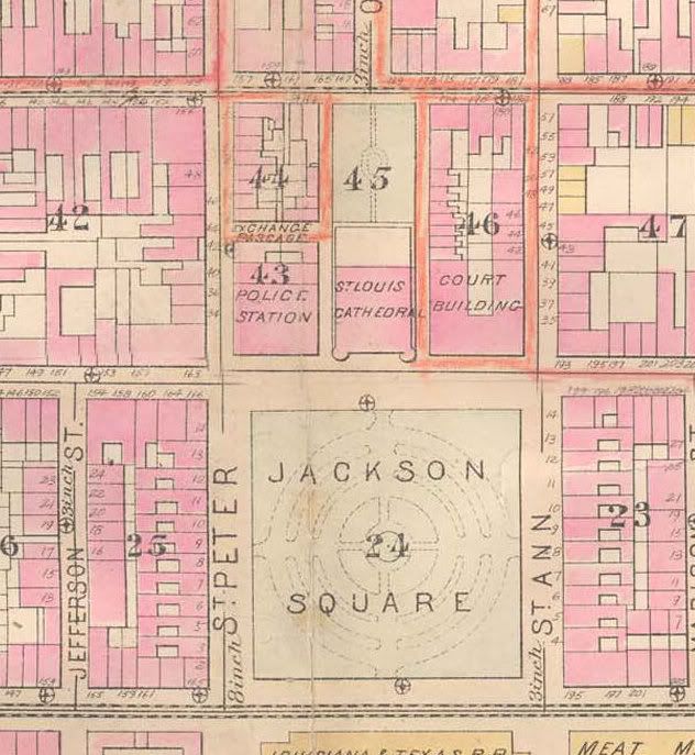 1883 Map of Pirate's Alley Pirate's Alley Map in New Orleans Jackson Square