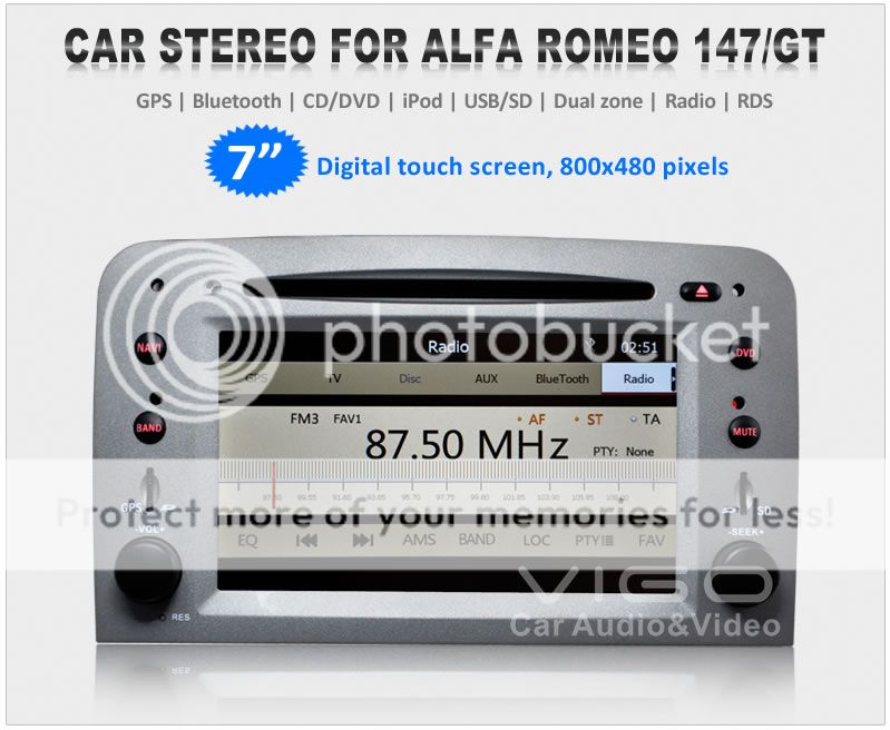 Car DVD Stereo for Alfa Romeo 147 Romeo GT Radio GPS Navigation Satnav Headunit