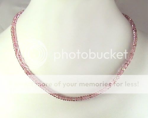 EXCLUSIVE 55Cts NATURAL PINK TOPAZ BEADS NECKLACE WITH STERLING SILVER 