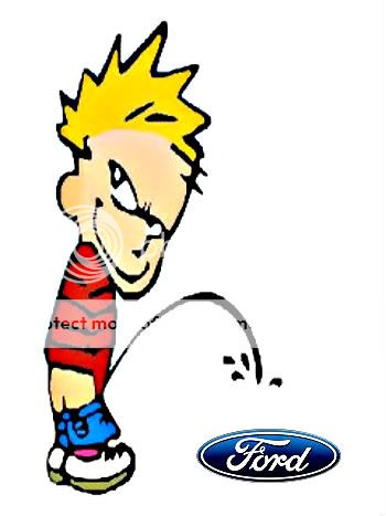 Calvin peeing on ford emblem #5