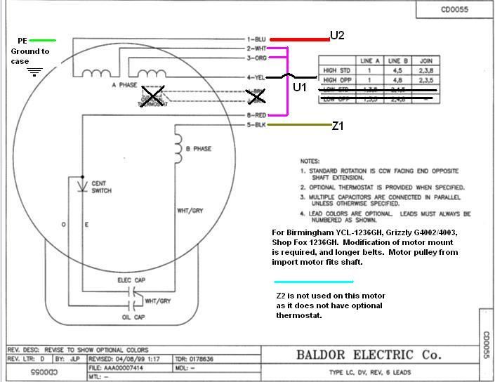 Wiring Questions replacing an import motor with a Baldor. Diagram, and pict inside